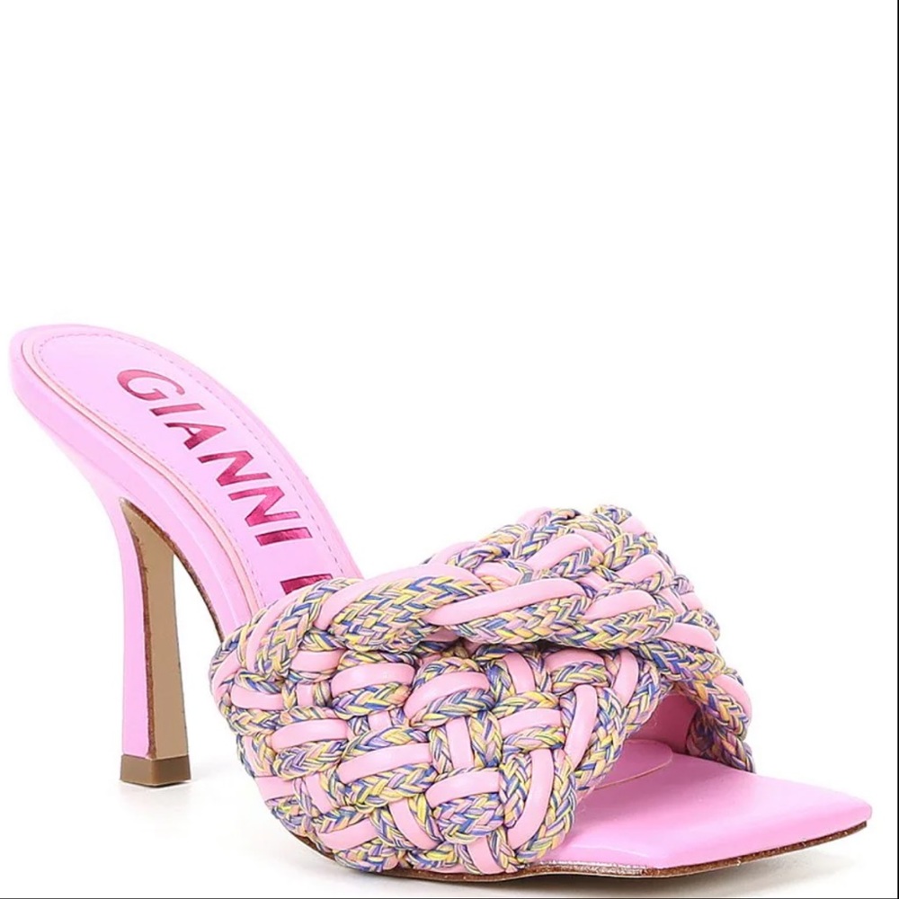NWT GIANNI BINI bibby pink slip on braided heels